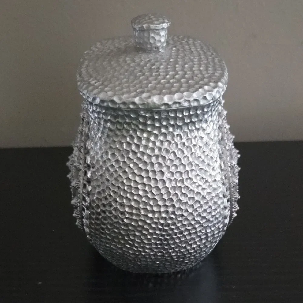 Silver Textured Decorative Jar